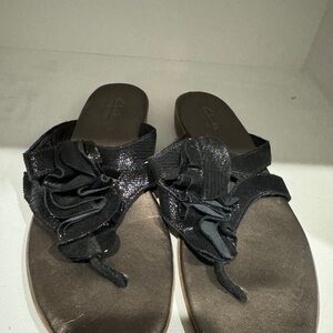 Clarks Black Ruffle Women's Sandals